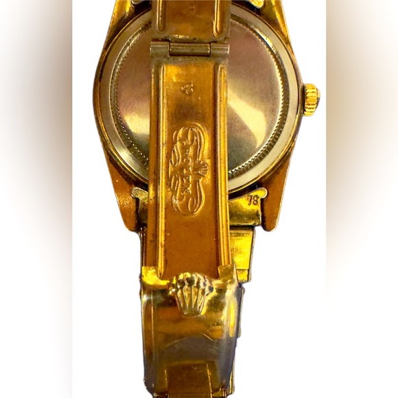 ROLEX Men's Oyster Date Gold-Plated Watch, Black Dial, Ref. 3131, 1950s. - Picture 8 of 16